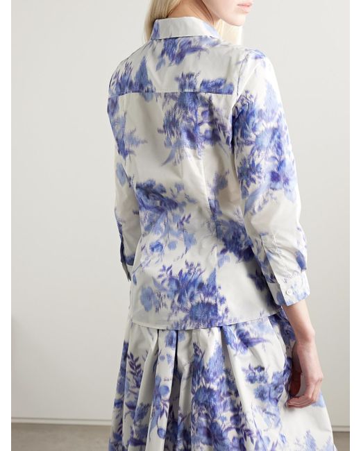 Carolina Herrera Blue Icon Hemd Aus Taft Mit Blumenprint