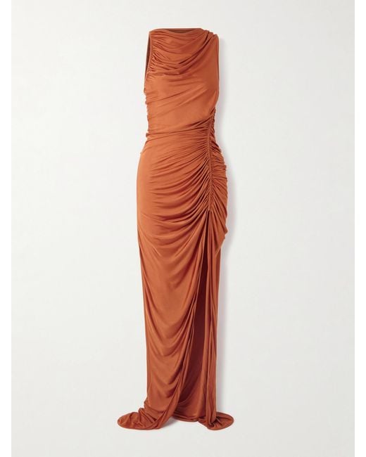 Rick Owens White Svita Gathered Satin-Jersey Gown