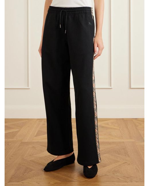 Burberry Blue Jodie Checked Cotton-Jersey Straight-Leg Track Pants