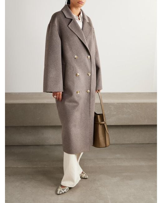 Manteau Oversize À Double Boutonnage En Laine Et Cachemire Mélangés Borneo Loulou de Saison en coloris Gray