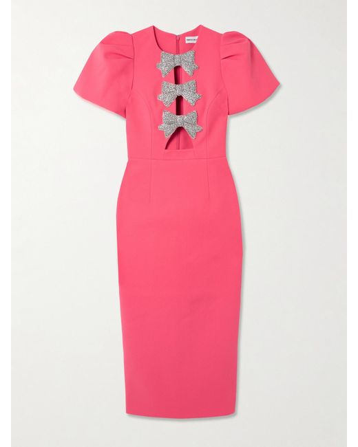 Rebecca Vallance Pink Posey Midikleid Aus Cady Mit Cut-Outs Und Verzierungen