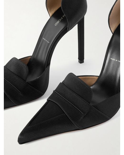 Tom Ford Black Eva D'Orsay Satin Pumps