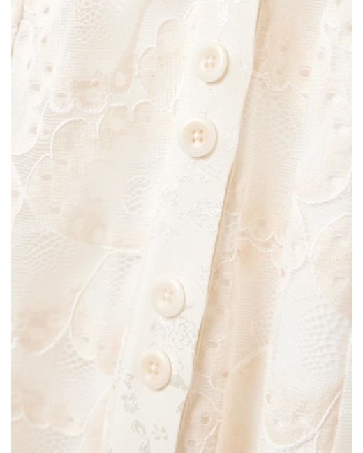 Maison Mayle White Valesca Silk Jacquard-Trimmed Cotton-Blend Guipure Lace Midi Dress