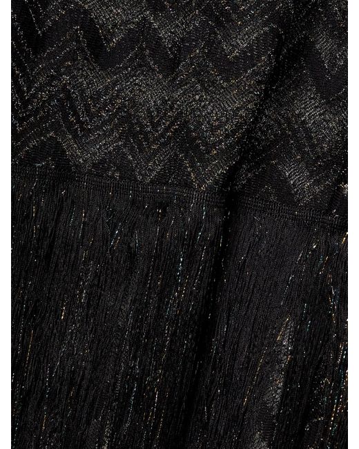 Missoni Black Mare Fringed Striped Metallic Crochet-Knit Kaftan