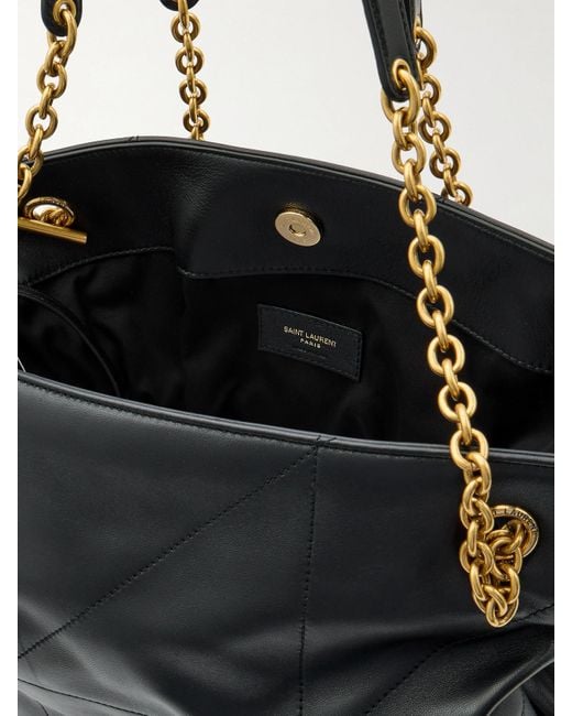 Saint Laurent Black Jamie Shopping Schultertasche Aus Gestepptem Leder Mit Applikation
