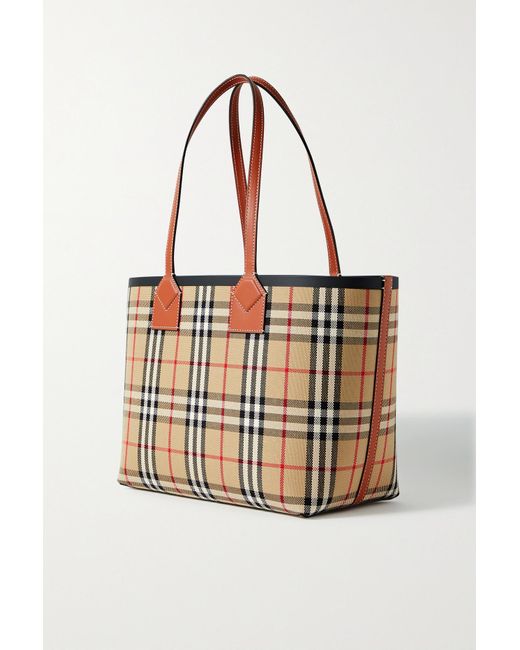 BURBERRY Leather-trimmed checked canvas shoulder bag