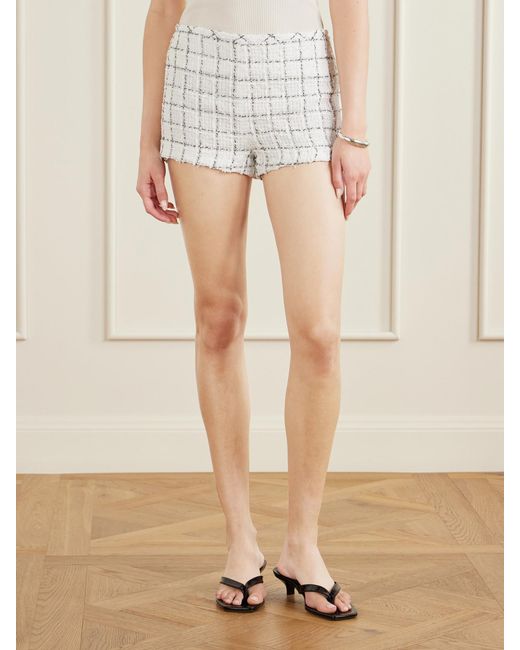 LIBEROWE White Madeline Cotton-Blend Tweed Straight-Leg Shorts