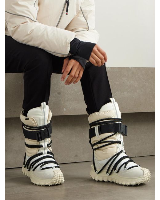 Moncler Natural Trailgrip Leather-Trimmed Quilted Gore-Tex Ski Boots