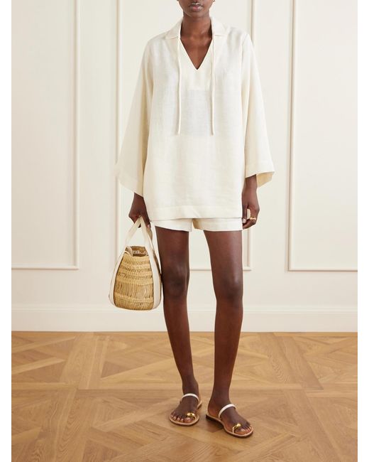 Lisa Marie Fernandez Natural Tie-Detailed Woven Tunic