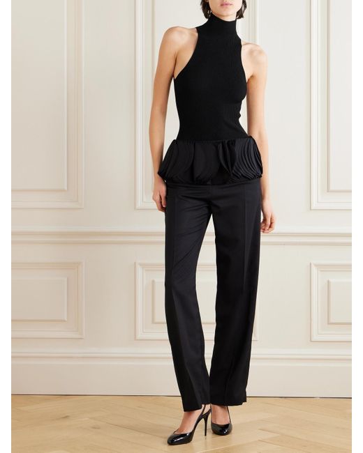 Alaïa Black Ribbed-Knit Turtleneck Bodysuit