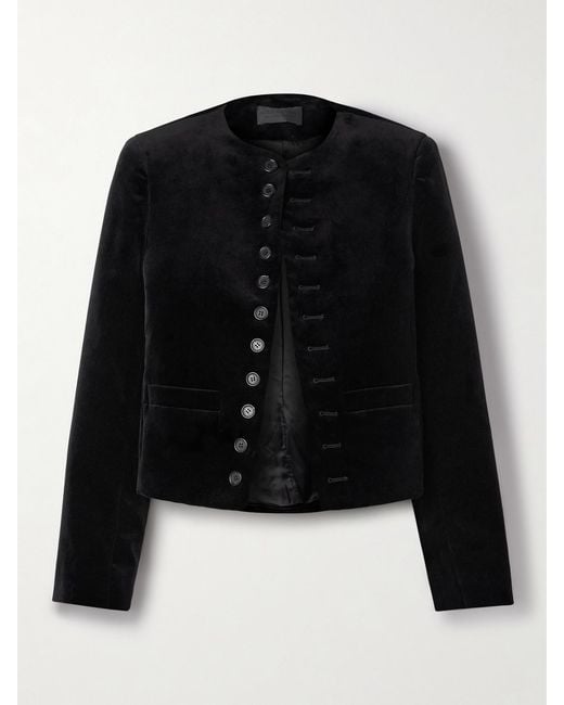 Nili Lotan Black Patti Cotton-Blend Velvet Jacket