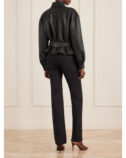 Saint Laurent Black Belted Leather Jacket