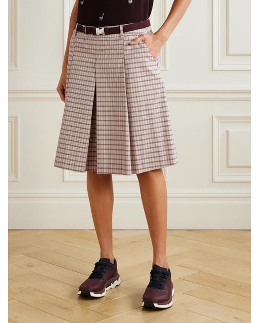 Tory Sport Multicolor Midirock Aus Kariertem Twill Mit Falten Und Gürtel