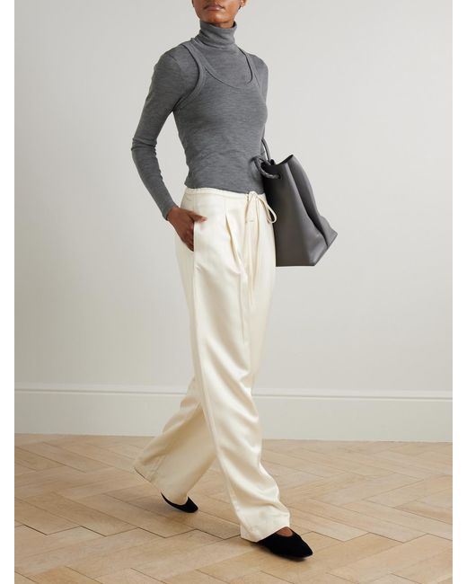 Rohe Gray Convertible Layered Merino Wool-Jersey Turtleneck Top