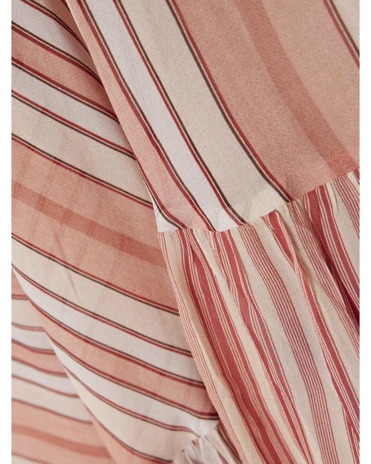 Zimmermann Pink Rebellion Bohemian Asymmetric Tiered Striped Georgette Skirt
