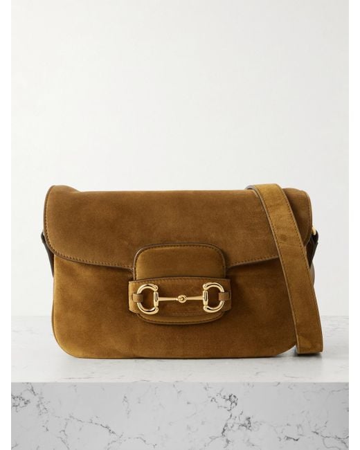 Gucci Brown 1955 Horsebit Suede Shoulder Bag