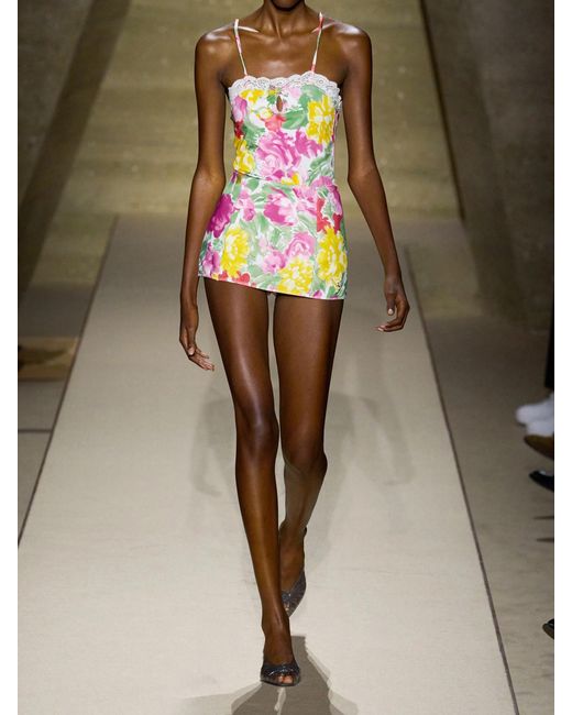 Chloé Pink Appliquéd Floral-Print Bikini Skirt