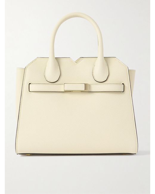 Valextra Natural Milano Mini Textured-Leather Tote