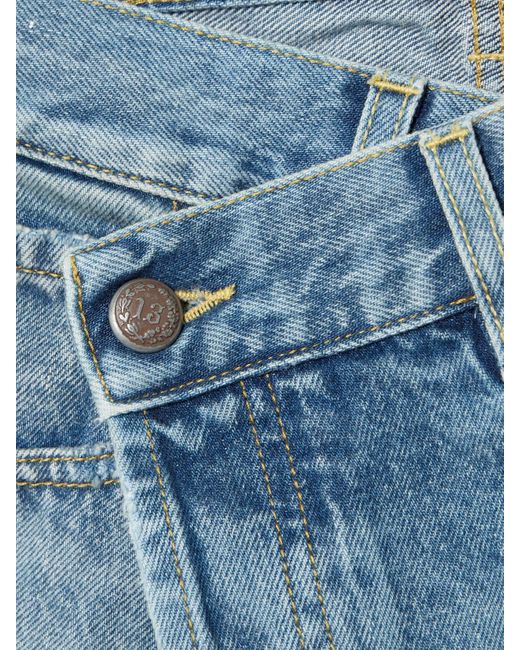 R13 Blue Crossover Asymmetric Denim Shorts