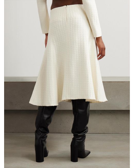 Alaïa Natural Silk-Cloqué Midi Skirt