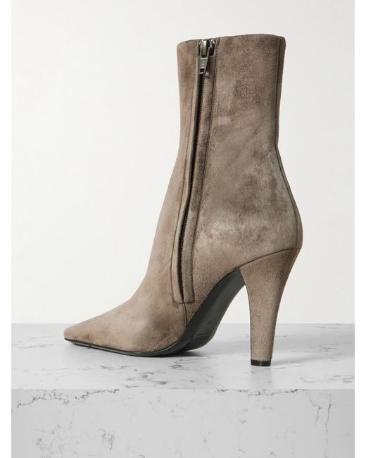 Saint Laurent Brown Jill Suede Ankle Boots