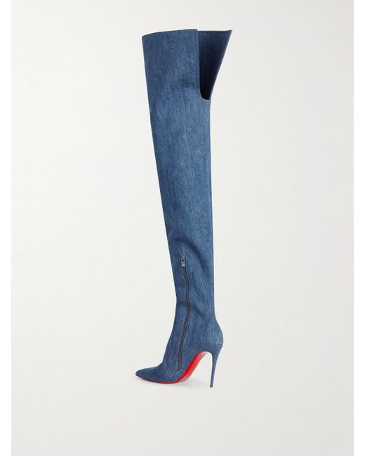 Christian Louboutin Blue Overknee-Stiefel Kate Botta Alta 100 Aus Denim