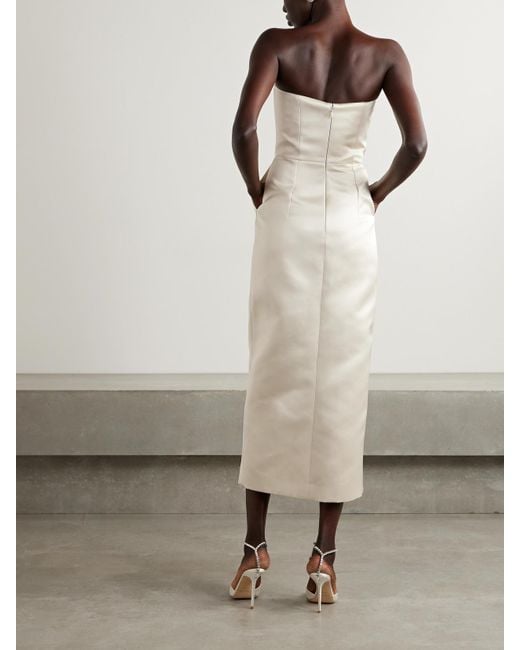 Emilia Wickstead White Pola Strapless Duchesse-Satin Midi Dress