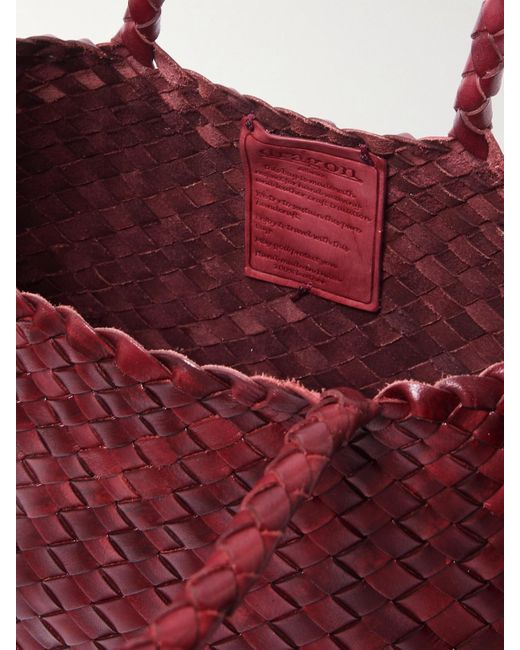 Dragon Diffusion Red Santa Croce Big Woven Leather Tote Bag