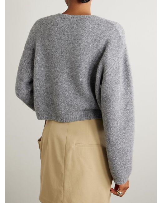 Lisa Yang Gray Hazelle Cropped Cashmere-Blend Sweater