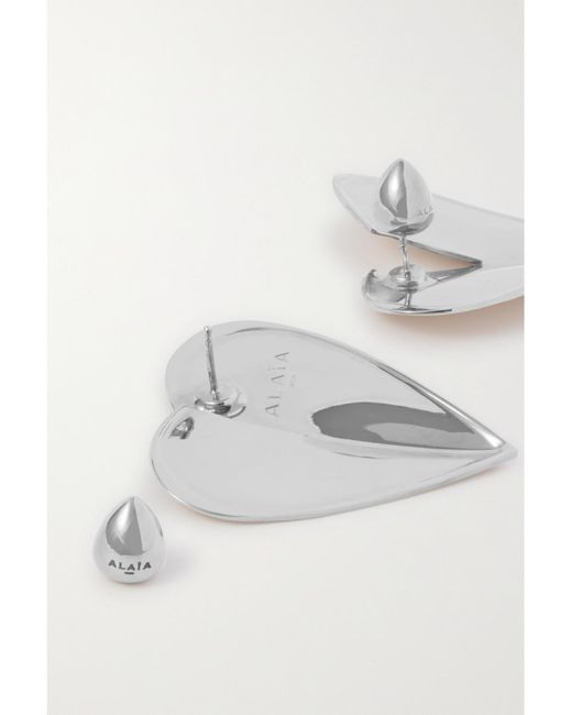 Alaïa Metallic Torn Heart Oversized-Tone Earrings