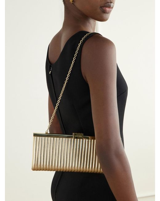 Aquazzura Natural Heatwave Metallic Leather Clutch Bag