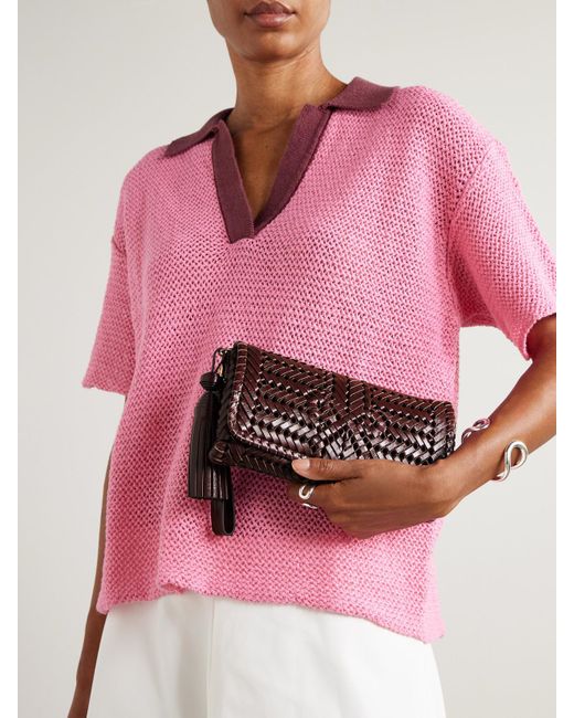 Anya Hindmarch Purple Neeson Clutch Aus Geflochtenem Leder Mit Troddel