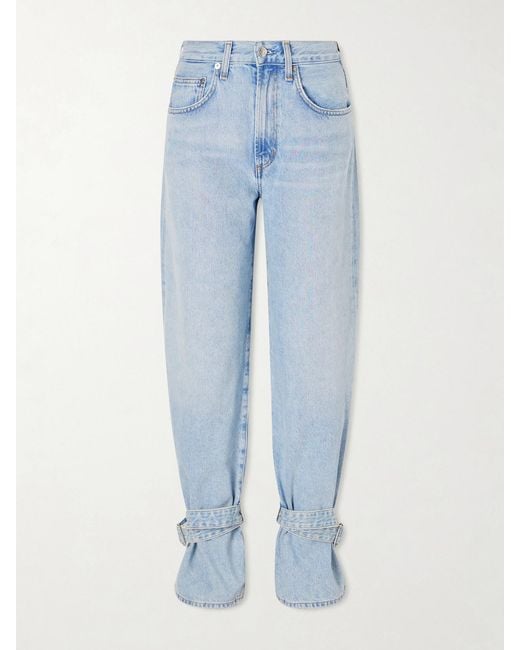 Agolde Blue Belted Straight-Leg Jeans