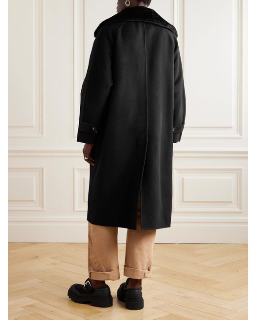 Marni Black Shearling-Trimmed Wool And Cashmere-Blend Coat