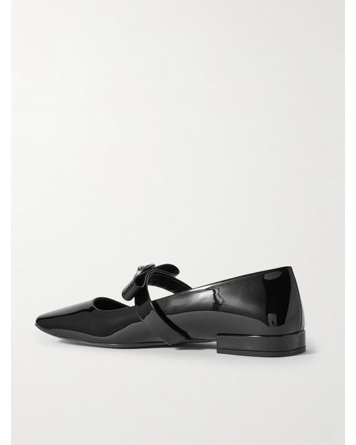 Versace Black Gianni Ribbon Embellished Patent-Leather Mary Jane Ballet Flats