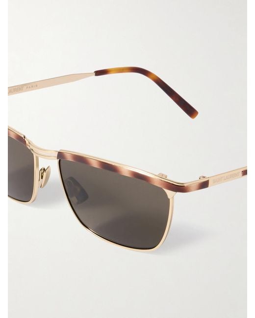 Saint Laurent Gray Joe D-Frame Tortoiseshell Acetate And-Tone Sunglasses