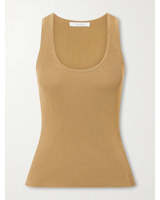 Max Mara Natural Ribbed Woven Tank