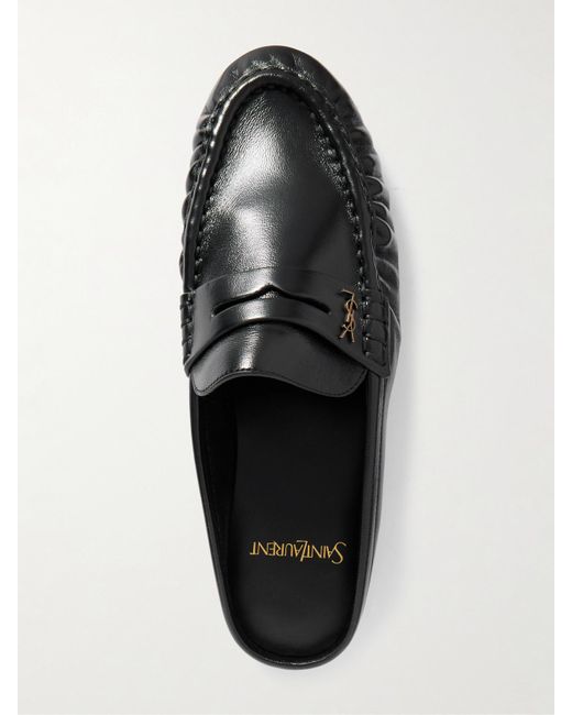 Saint Laurent White Le Loafer Slippers Mit Logodetail