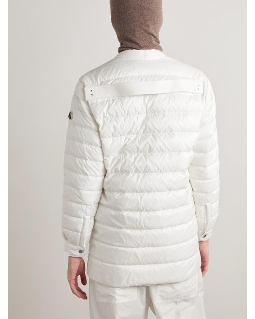 Rick Owens White Moncler Webbing-Trimmed Quilted Shell Down Jacket