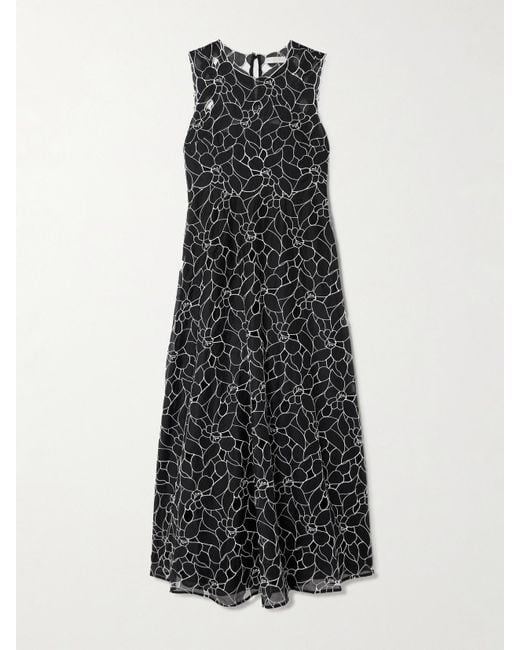 Ulla Johnson Black Kiana Cutout Embroidered Cotton-Organdy Midi Dress