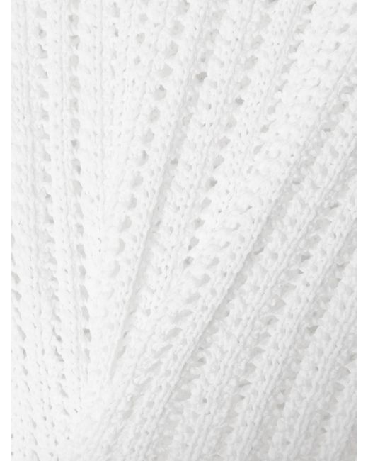 Pull À Capuche En Coton À Mailles Ajourées Brunello Cucinelli en coloris White