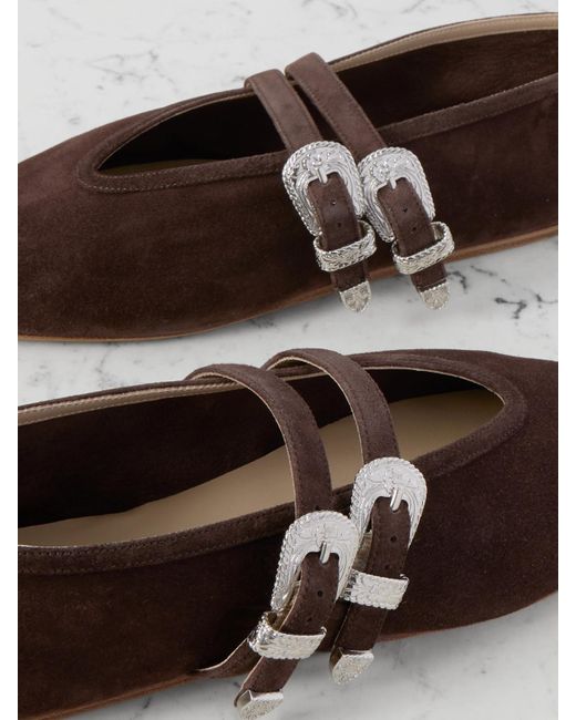 Le Monde Beryl Brown Claudia Suede Mary-Jane Ballet Flats