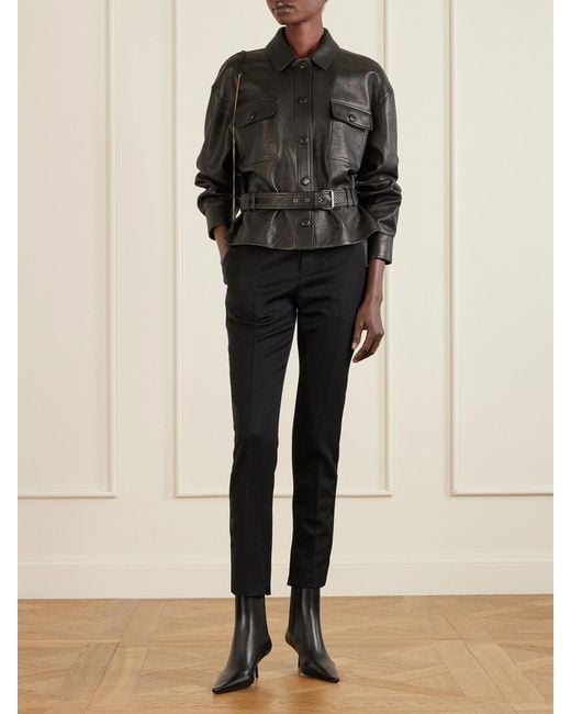 Saint Laurent Black Victoire Leather Ankle Boots