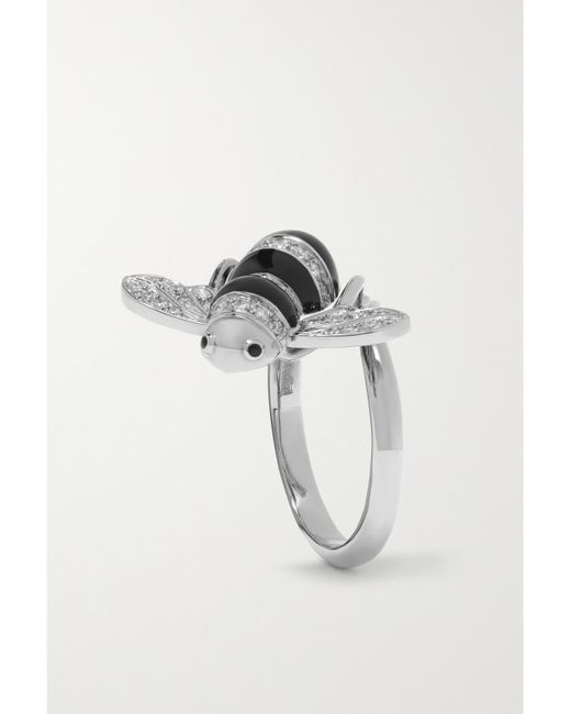 Sabbadini White Baby Bee 18-Karat, Lacquer And Diamond Ring