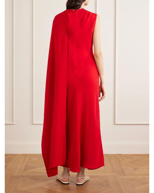 Heirlome Red Clementine Draped Silk-Crepe Maxi Dress