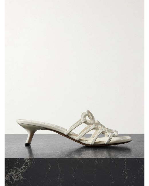 Loewe White Paula's Ibiza Petal Anagram Leather Sandals