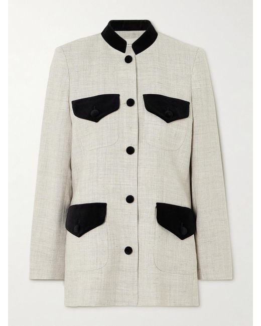 LIBEROWE Natural Raja Velvet-Trimmed Canvas Blazer