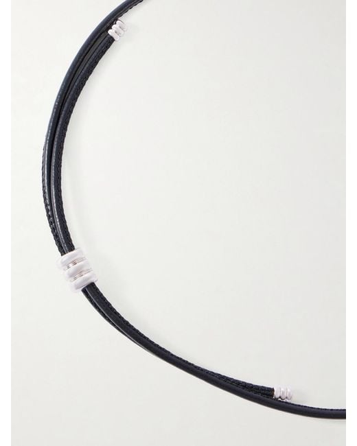 DEHANCHE Metallic Hollyhock Beaded And-Toned Leather Necklace