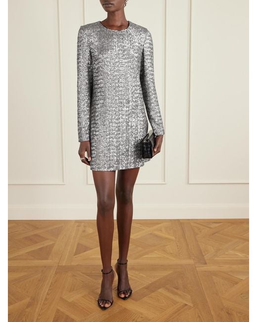 Veronica de Piante Gray Layla Sequined Tulle Mini Dress