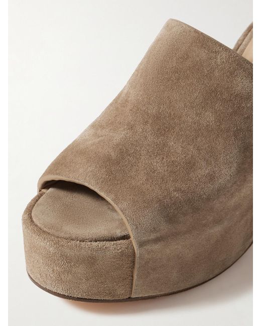 Gabriela Hearst Natural Ares Suede Platform Mules